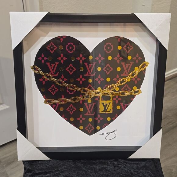Empire Art Direct Louis Vuitton Heart Art w/Chain Framed Wall Decor - Picture 3 of 5